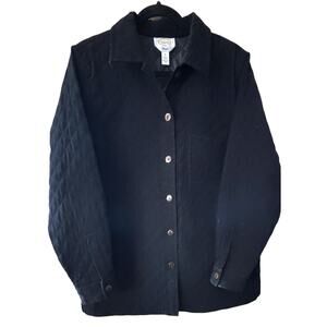 Talbots Women's Black Quilted Jacket Chore/Shacket Sz M Preppy Outside Utility